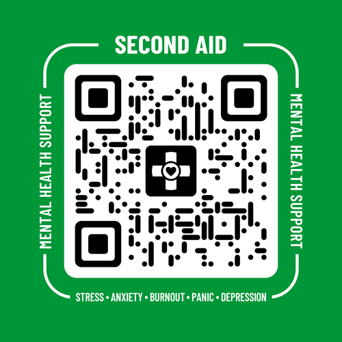 Second Aid QR code sign for mental health support